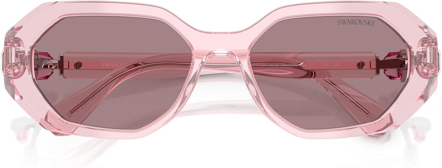 image:imageSwarovski womens Sk6028 Hexagonal SunglassesTransparent PinkLight Purple Brown