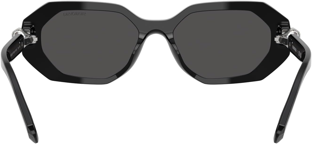 image:imageSwarovski womens Sk6028f Low Bridge Fit Hexagonal SunglassesBlackDark Grey