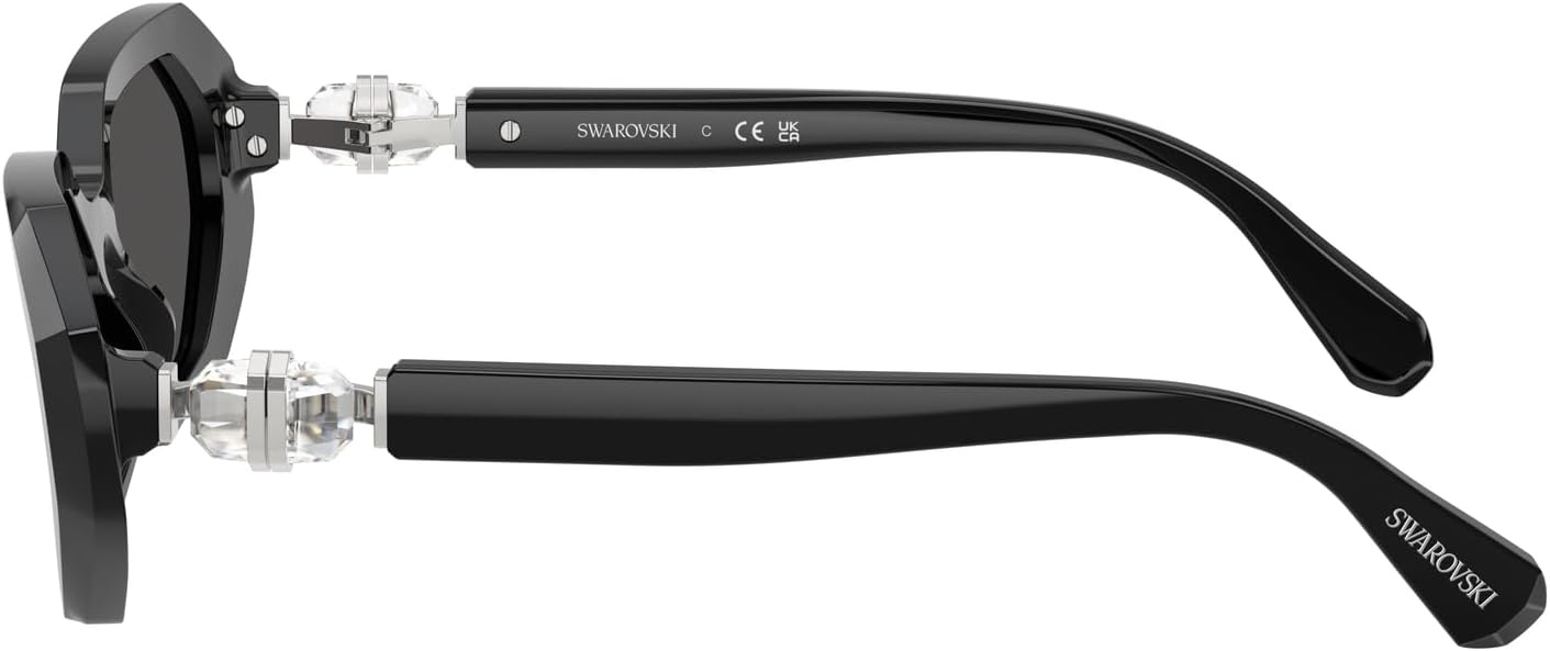 image:imageSwarovski womens Sk6028f Low Bridge Fit Hexagonal SunglassesBlackDark Grey