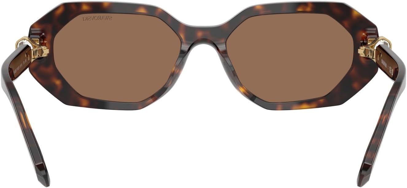 image:imageSwarovski womens Sk6028f Low Bridge Fit Hexagonal SunglassesDark HavanaDark Brown
