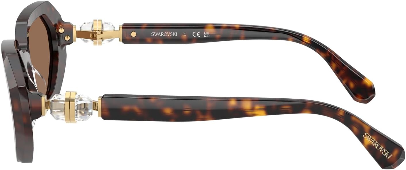image:imageSwarovski womens Sk6028f Low Bridge Fit Hexagonal SunglassesDark HavanaDark Brown
