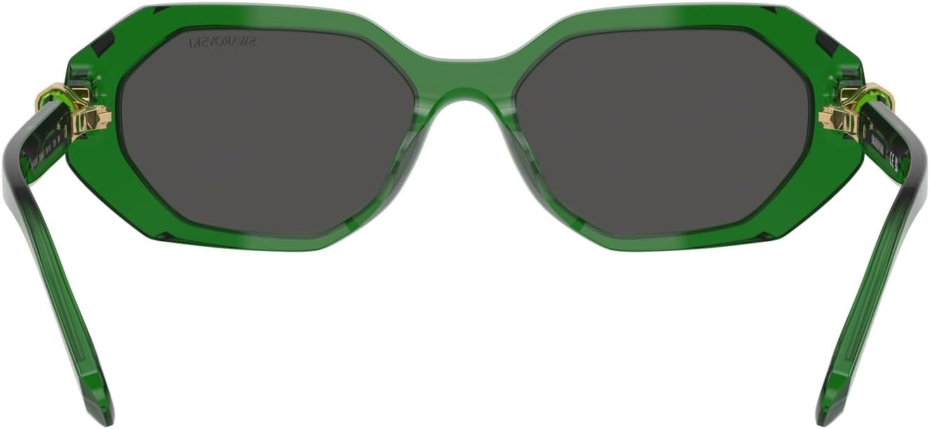 image:imageSwarovski womens Sk6028f Low Bridge Fit Hexagonal SunglassesTransparent GreenDark Grey