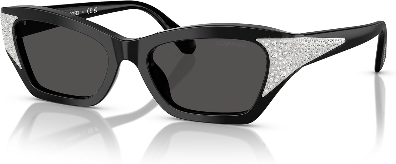 image:imageSwarovski womens Sk6029 Cat Eye SunglassesBlackDark Grey