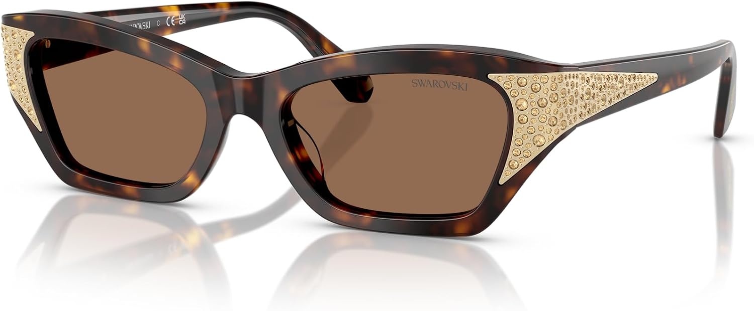 image:imageSwarovski womens Sk6029 Cat Eye SunglassesDark HavanaDark Brown