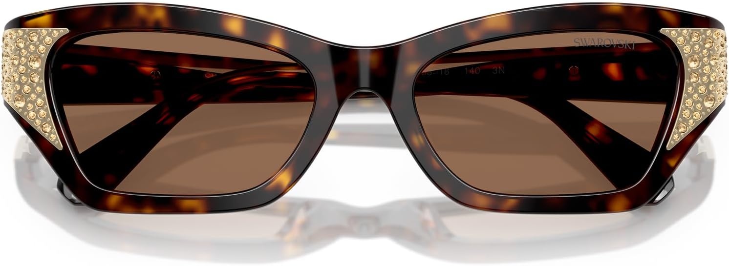 image:imageSwarovski womens Sk6029 Cat Eye SunglassesDark HavanaDark Brown