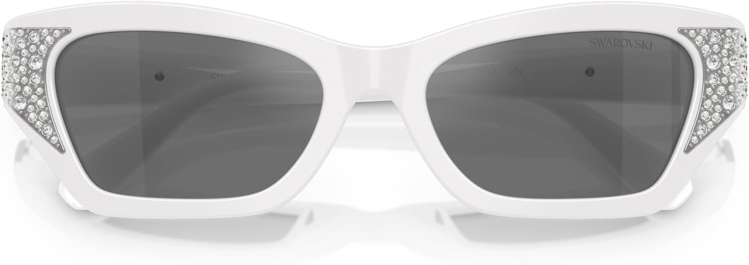 image:imageSwarovski womens Sk6029 Cat Eye SunglassesMilky PinkGrey Mirrored Black