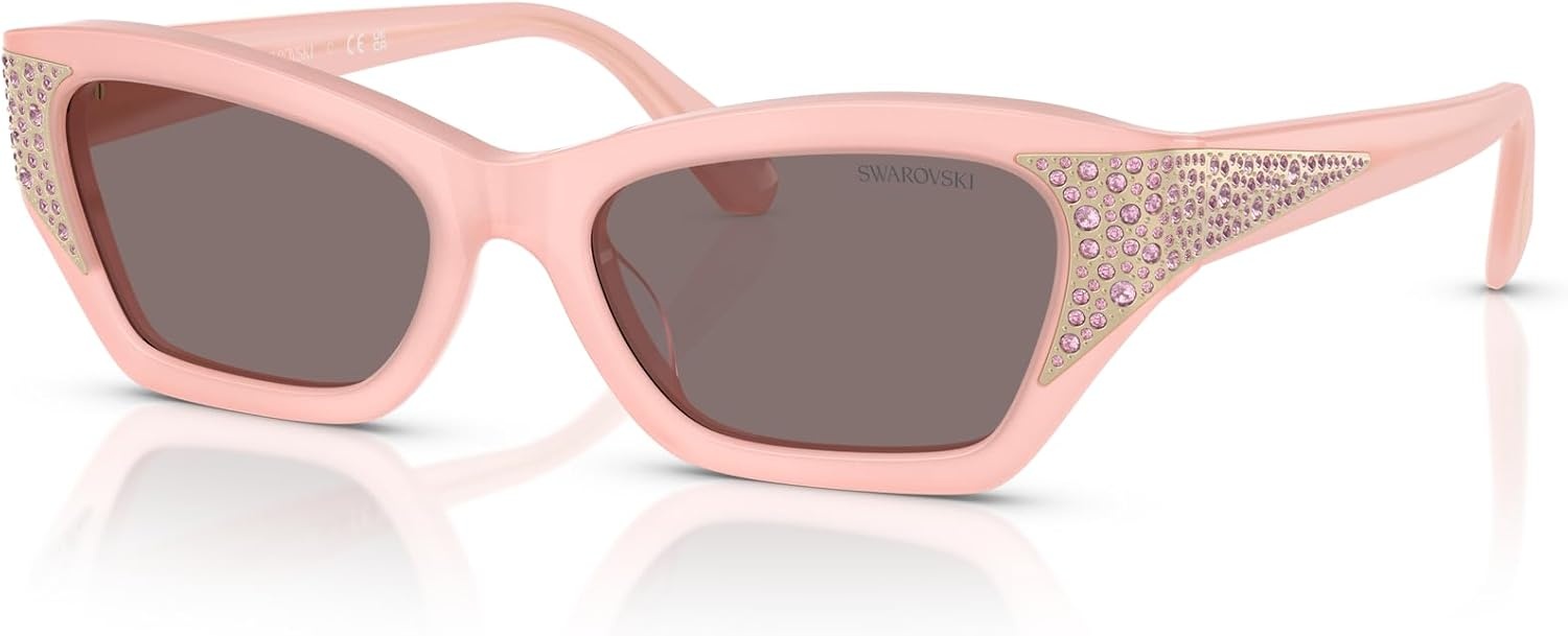 image:imageSwarovski womens Sk6029 Cat Eye SunglassesSolid WhiteLight Purple Brown
