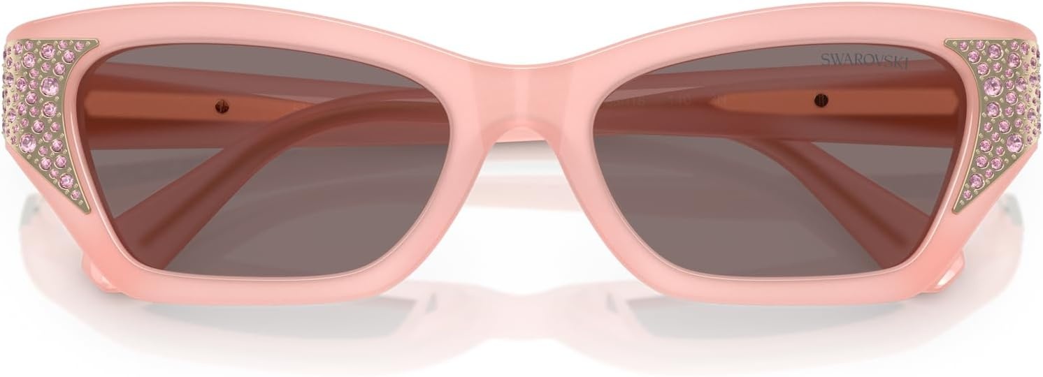 image:imageSwarovski womens Sk6029 Cat Eye SunglassesSolid WhiteLight Purple Brown