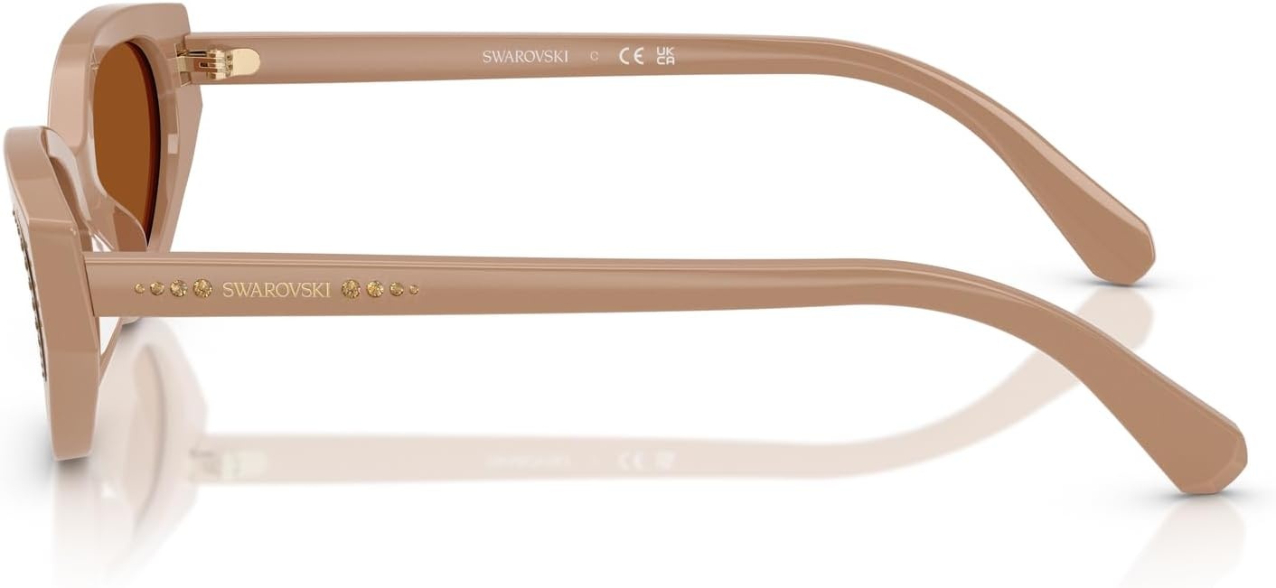 image:imageSwarovski womens Sk6030f Low Bridge Fit Round SunglassesBeigeDark Brown