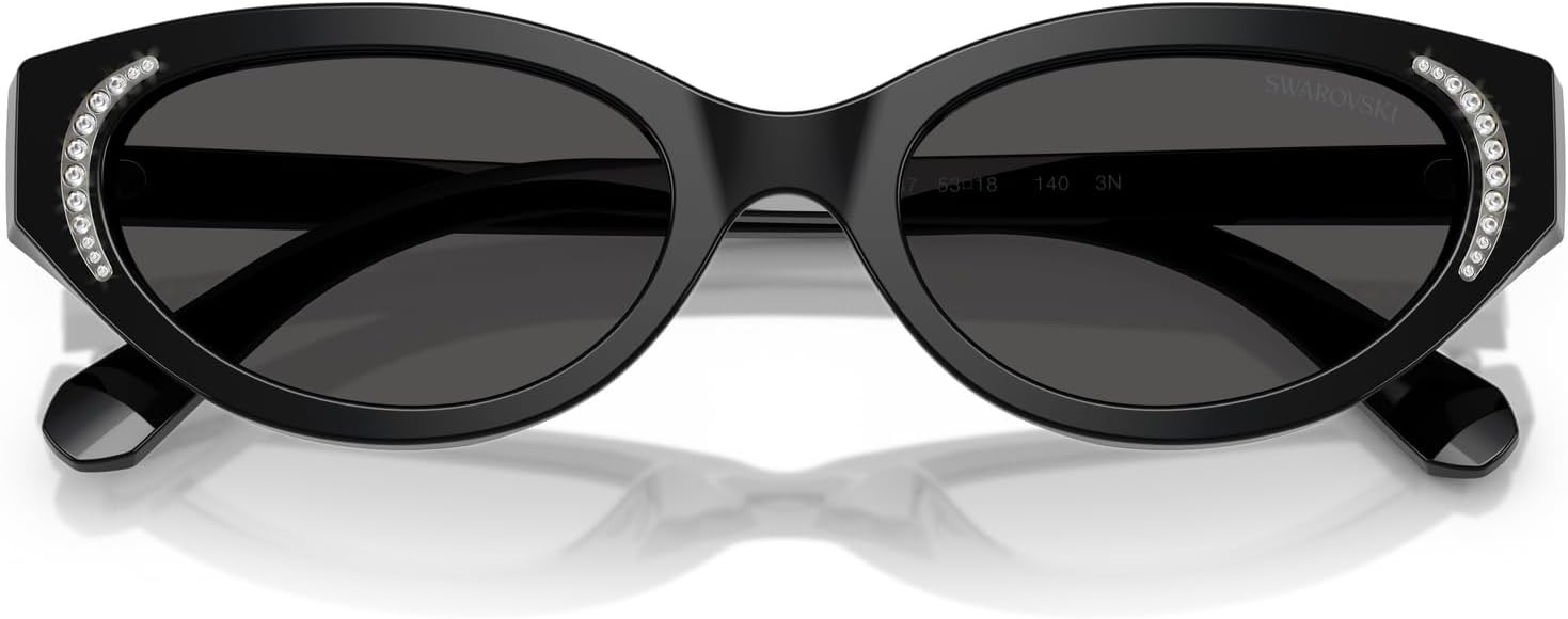 image:imageSwarovski womens Sk6030f Low Bridge Fit Round SunglassesBlackDark Grey