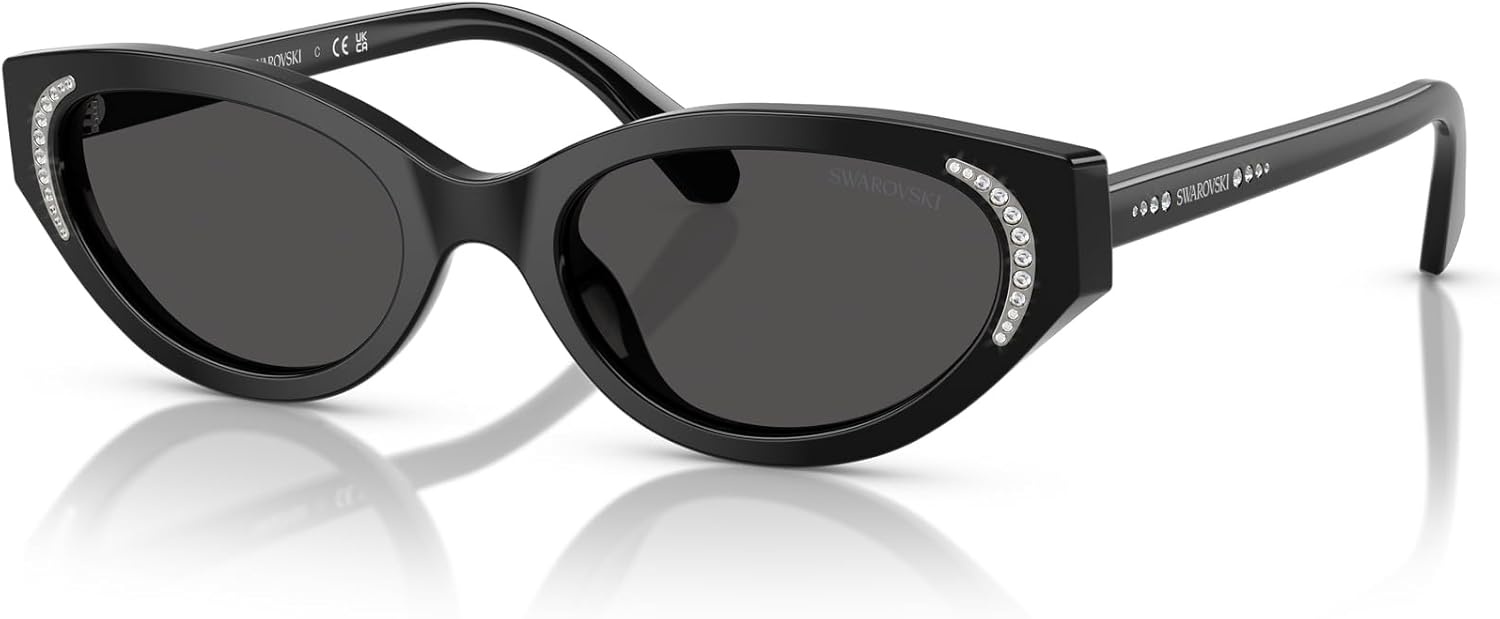 image:imageSwarovski womens Sk6030f Low Bridge Fit Round SunglassesBlackDark Grey
