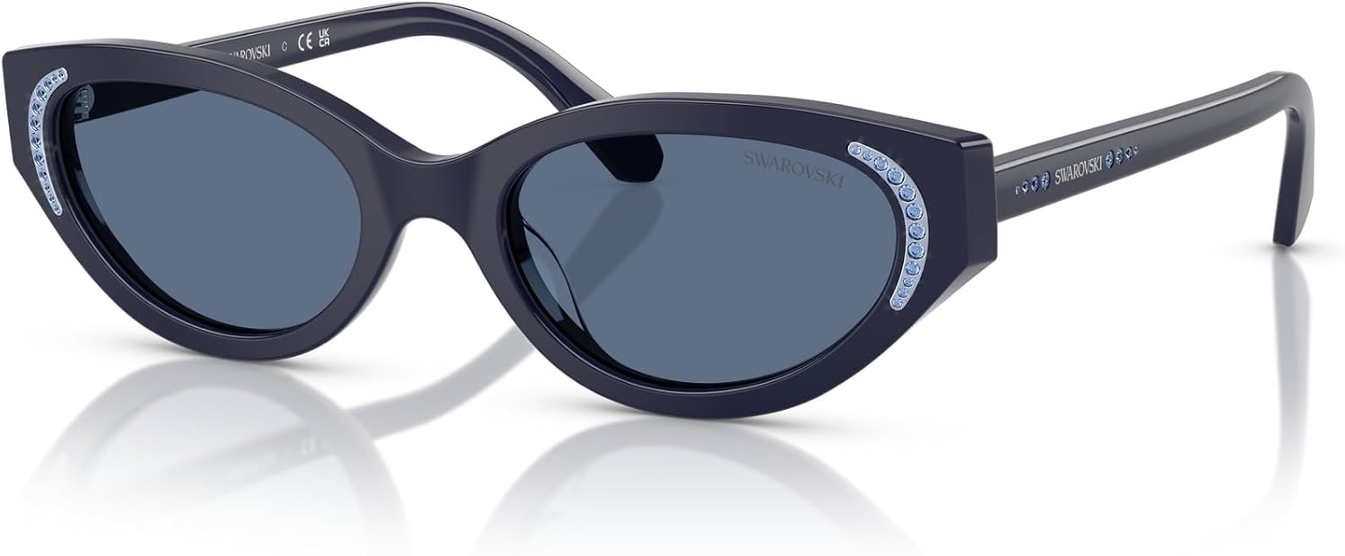 image:imageSwarovski womens Sk6030f Low Bridge Fit Round SunglassesBlueDark Blue