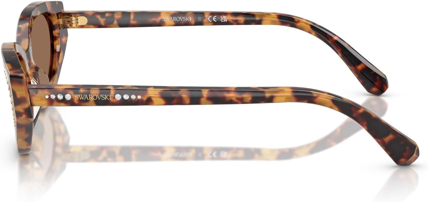 image:imageSwarovski womens Sk6030f Low Bridge Fit Round SunglassesHavana MedioDark Brown