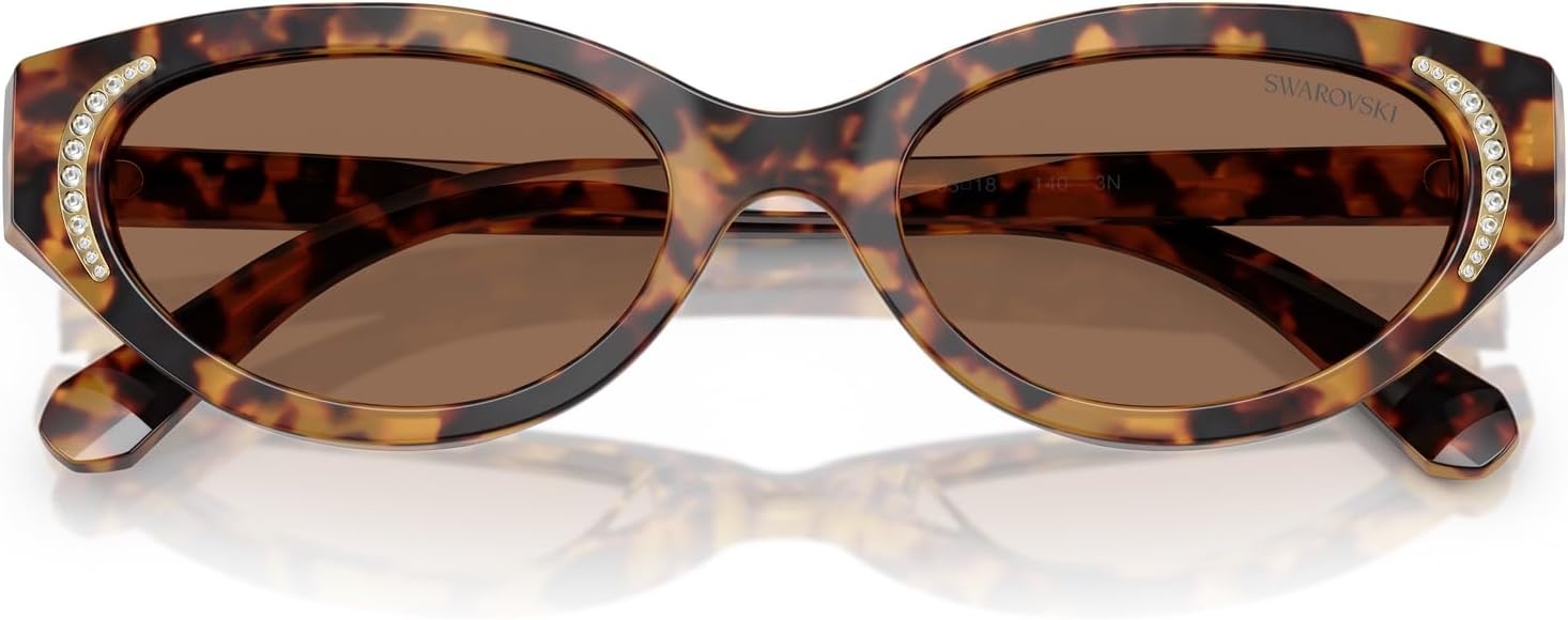 image:imageSwarovski womens Sk6030f Low Bridge Fit Round SunglassesHavana MedioDark Brown
