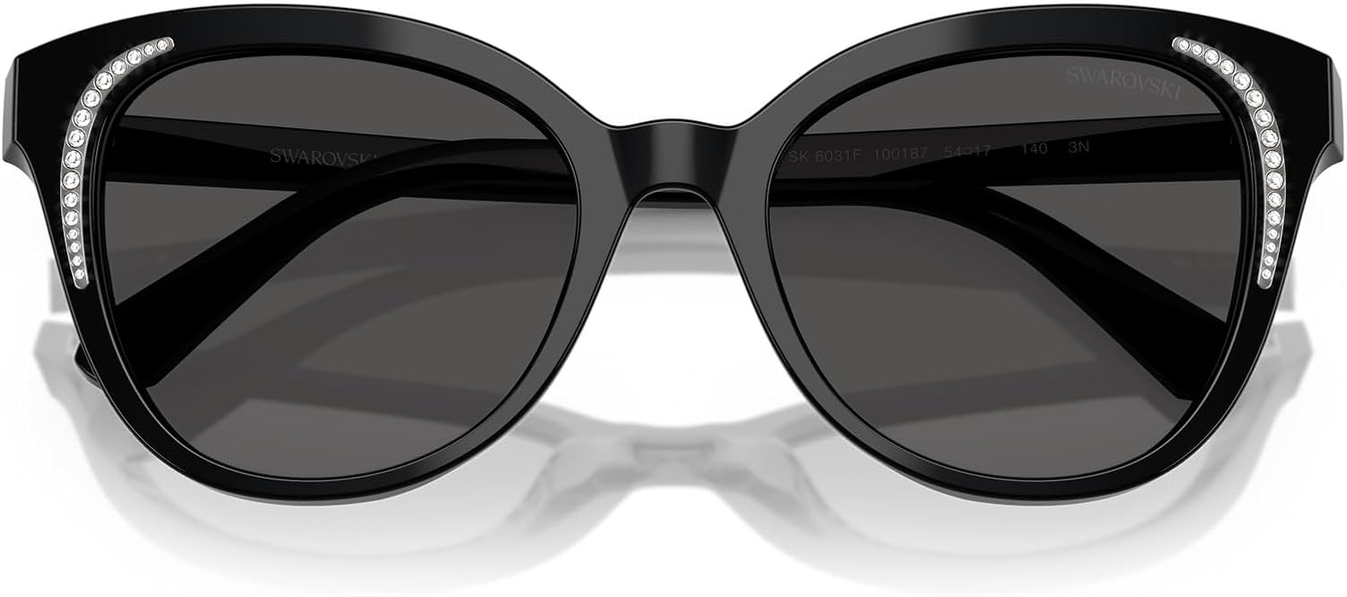 image:imageSwarovski womens Sk6031f Low Bridge Fit Butterfly SunglassesBlackDark Grey