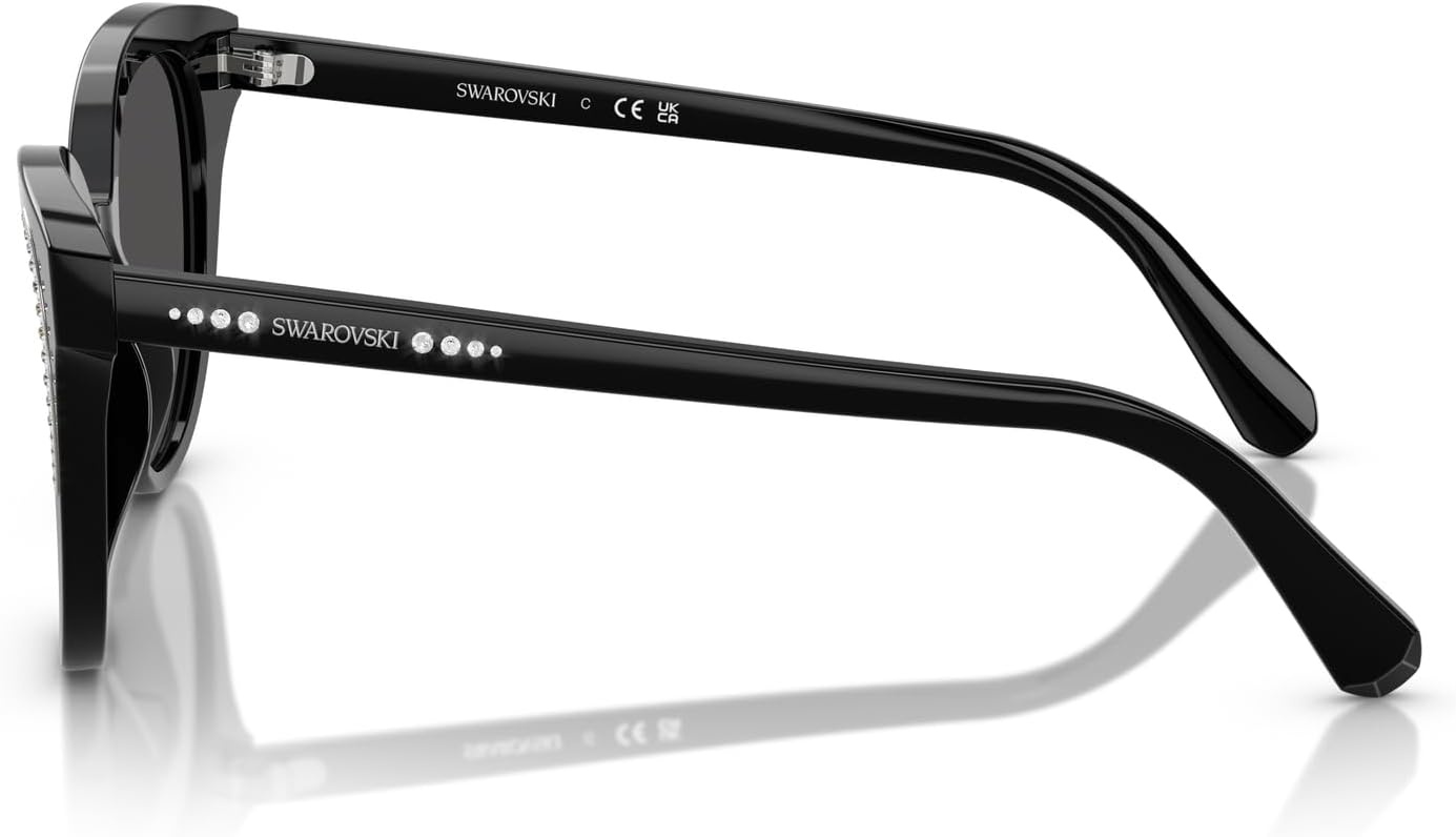 image:imageSwarovski womens Sk6031f Low Bridge Fit Butterfly SunglassesBlackDark Grey