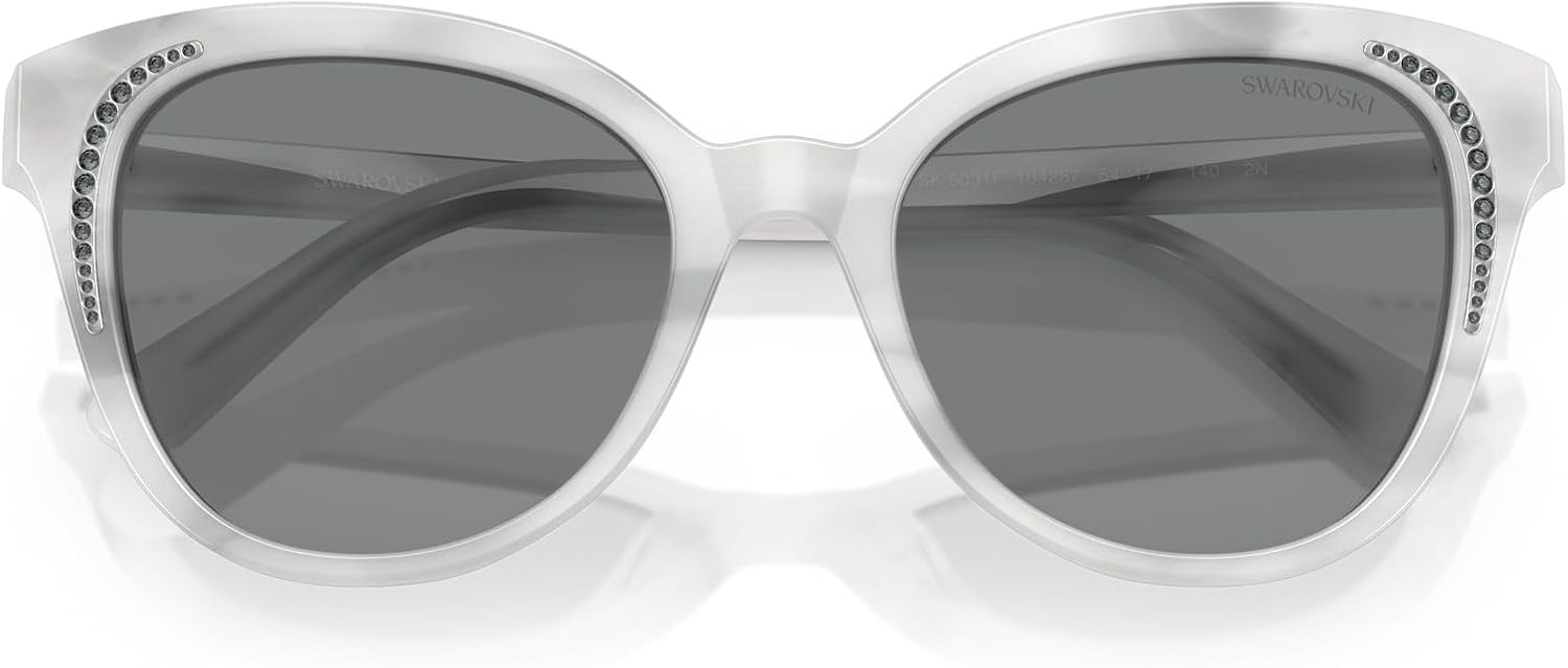 image:imageSwarovski womens Sk6031f Low Bridge Fit Butterfly SunglassesStriped WhiteDark Grey