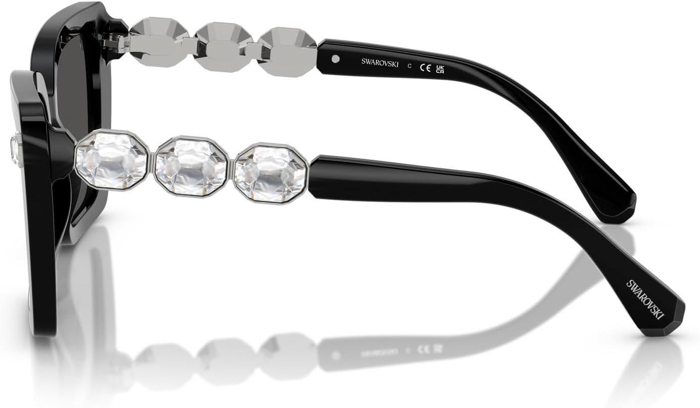 image:imageSwarovski womens Sk6032 Square SunglassesBlackDark Grey