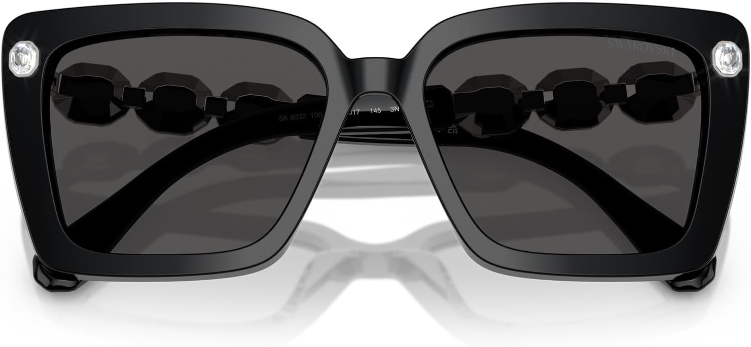 image:imageSwarovski womens Sk6032 Square SunglassesBlackDark Grey