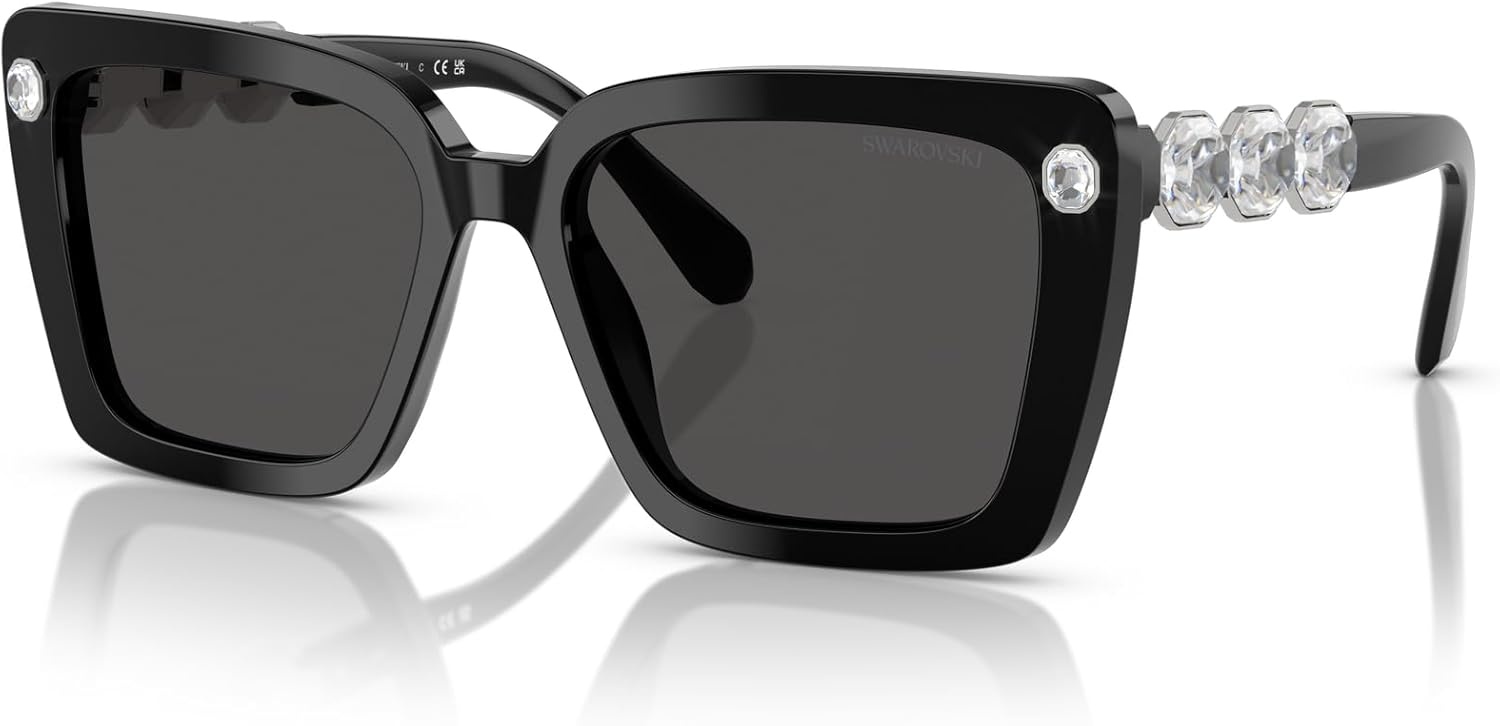 image:imageSwarovski womens Sk6032 Square SunglassesBlackDark Grey