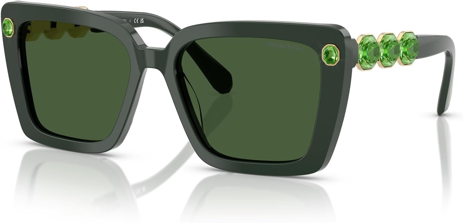 image:imageSwarovski womens Sk6032 Square SunglassesGreenDark Green