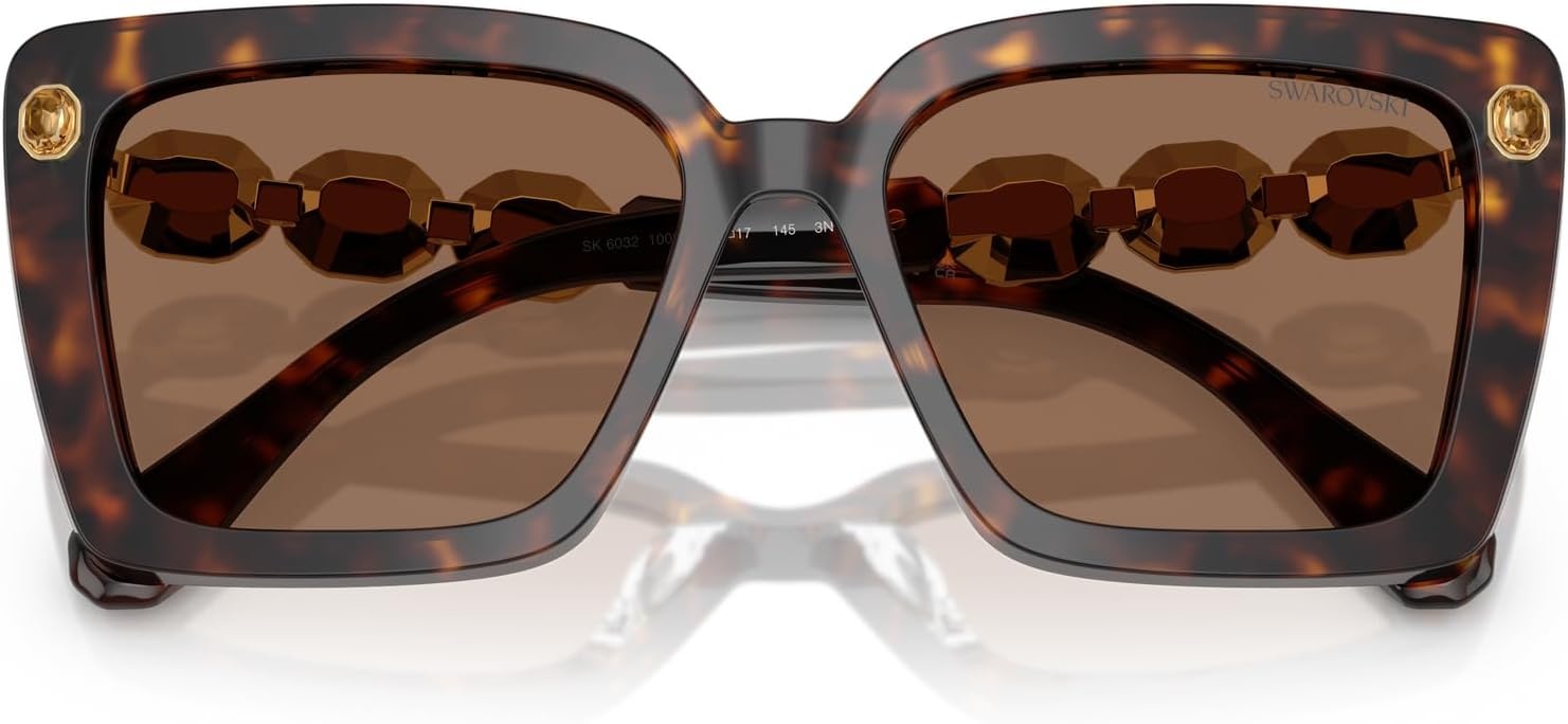 image:imageSwarovski womens Sk6032 Square SunglassesHavanaDark Brown
