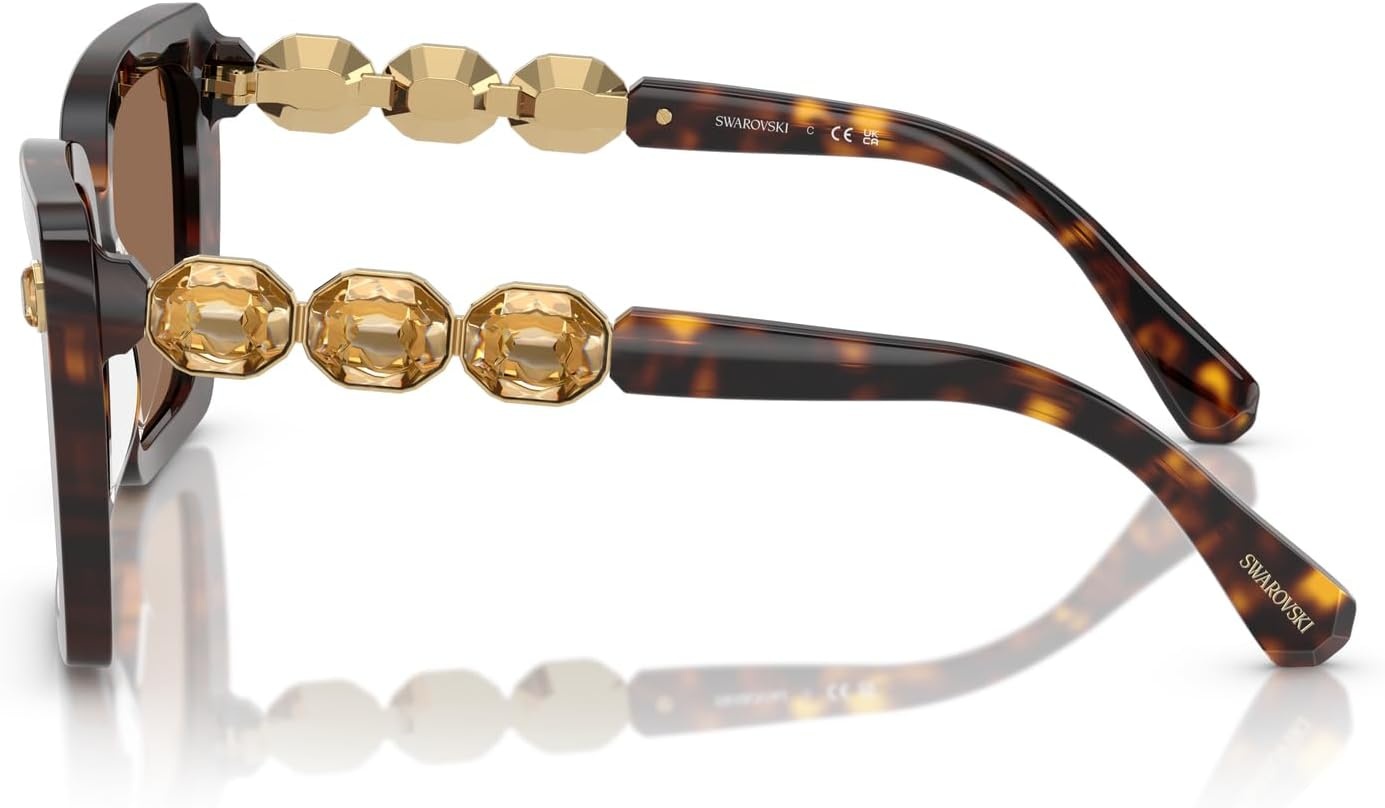 image:imageSwarovski womens Sk6032 Square SunglassesHavanaDark Brown