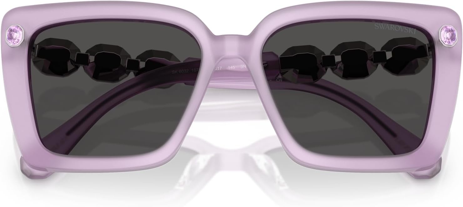image:imageSwarovski womens Sk6032 Square SunglassesMilky LilacDark Grey