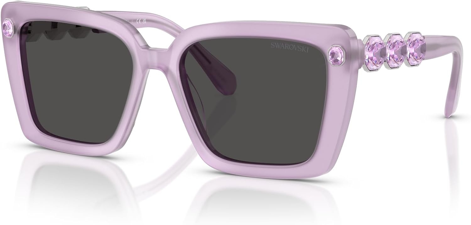 image:imageSwarovski womens Sk6032 Square SunglassesMilky LilacDark Grey