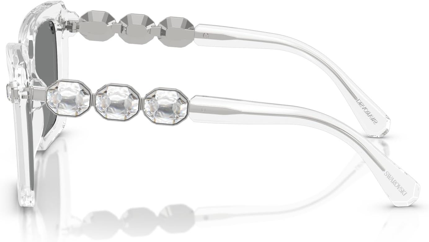image:imageSwarovski womens Sk6032 Square SunglassesTransparentDark Grey