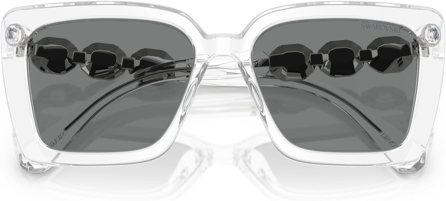 image:imageSwarovski womens Sk6032 Square SunglassesTransparentDark Grey