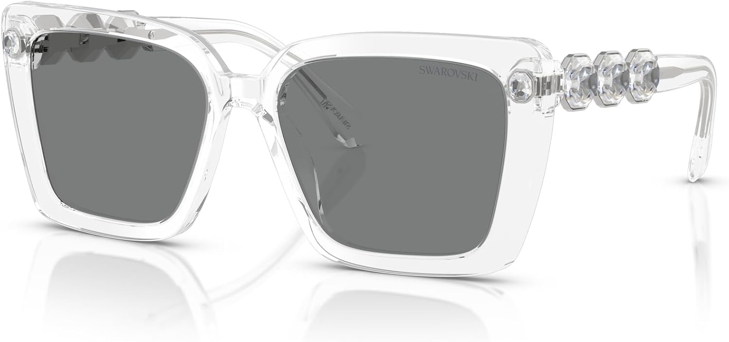image:imageSwarovski womens Sk6032 Square SunglassesTransparentDark Grey