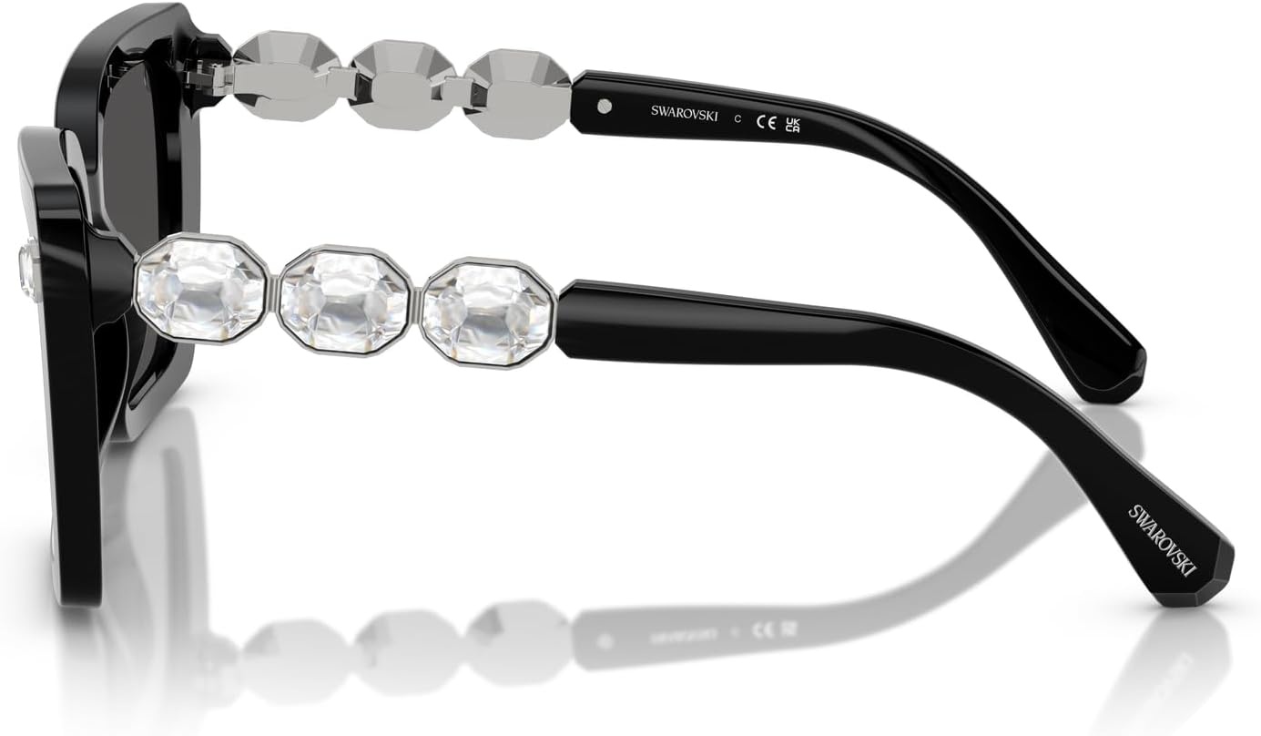 image:imageSwarovski womens Sk6032f Low Bridge Fit Square SunglassesBlackDark Grey