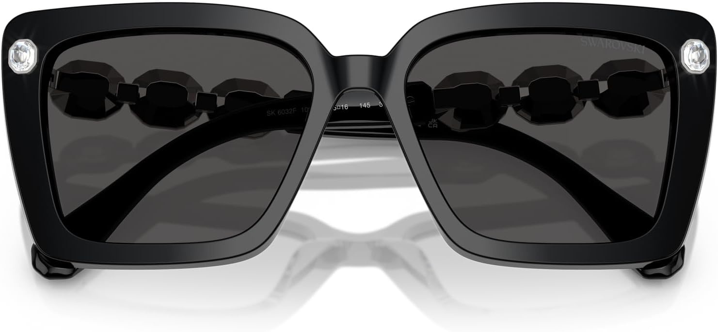 image:imageSwarovski womens Sk6032f Low Bridge Fit Square SunglassesBlackDark Grey