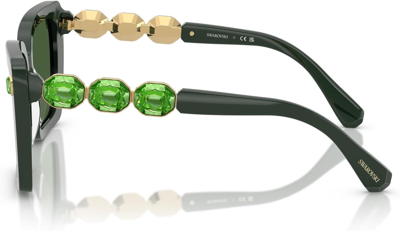 image:imageSwarovski womens Sk6032f Low Bridge Fit Square SunglassesGreenDark Green