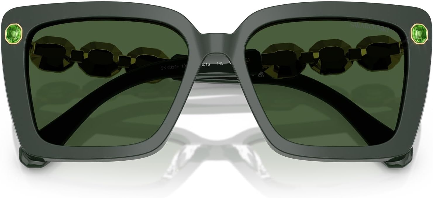 image:imageSwarovski womens Sk6032f Low Bridge Fit Square SunglassesGreenDark Green