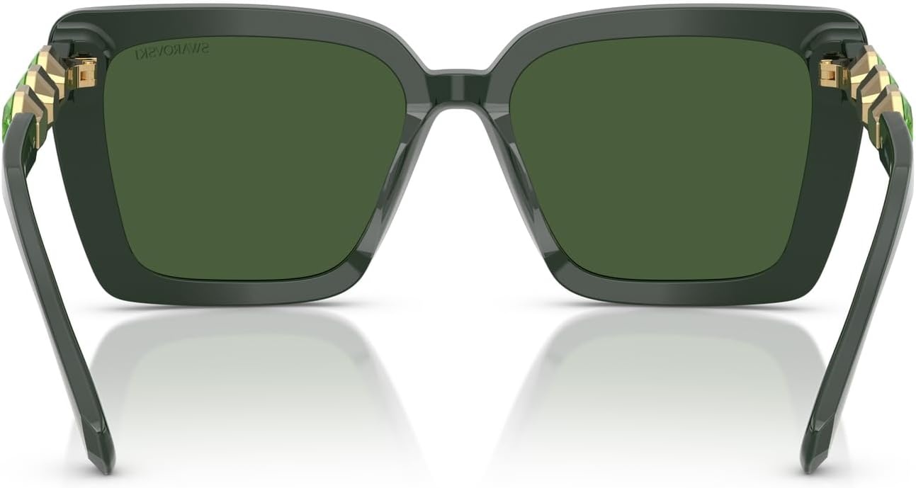 image:imageSwarovski womens Sk6032f Low Bridge Fit Square SunglassesGreenDark Green