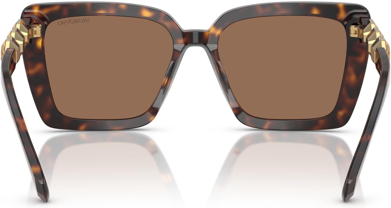 image:imageSwarovski womens Sk6032f Low Bridge Fit Square SunglassesHavanaDark Brown