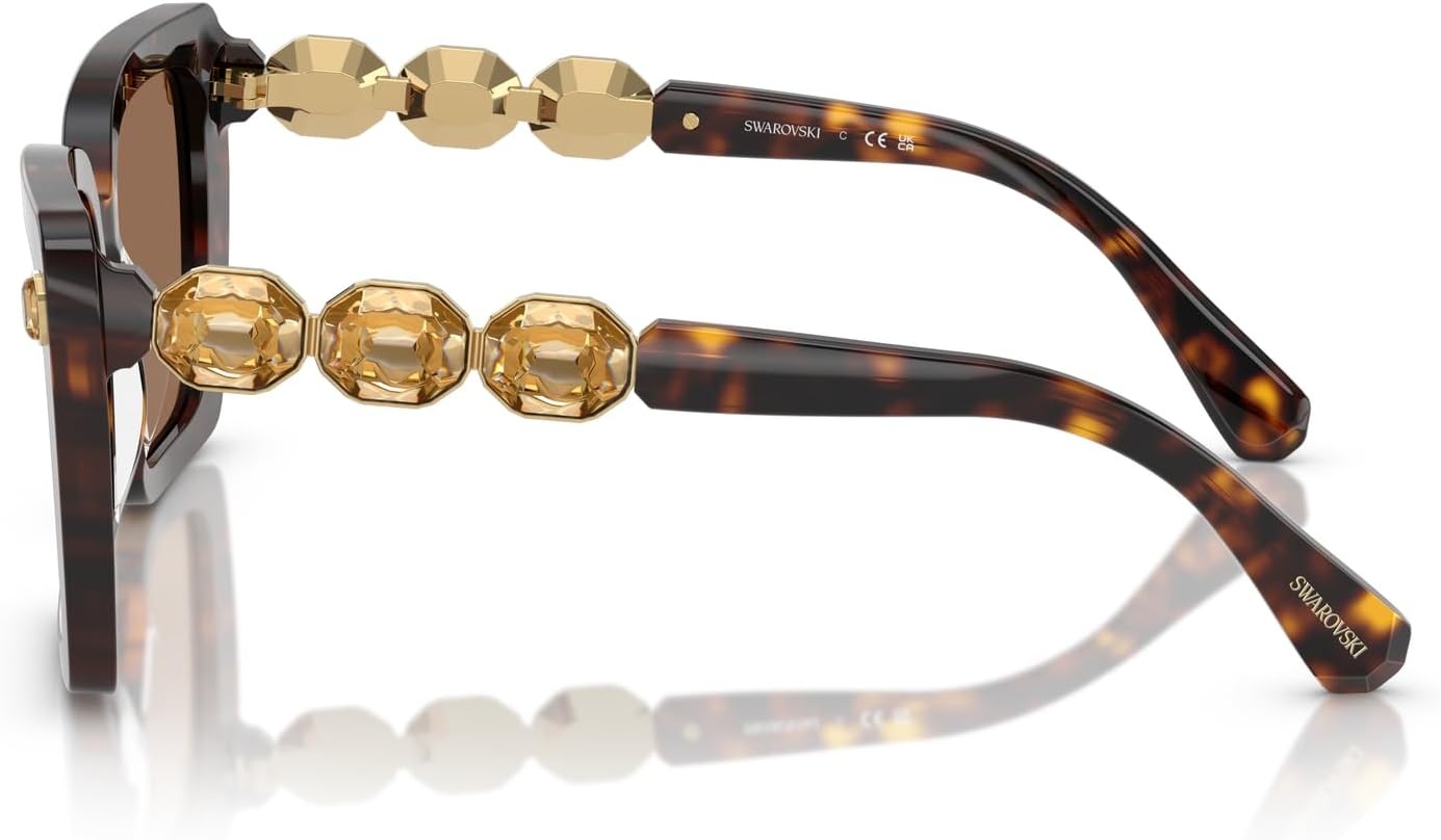 image:imageSwarovski womens Sk6032f Low Bridge Fit Square SunglassesHavanaDark Brown