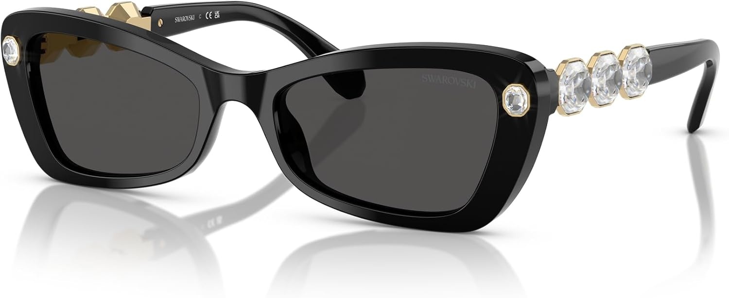 image:imageSwarovski womens Sk6033 Butterfly SunglassesBlackDark Grey