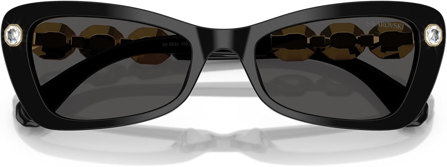 image:imageSwarovski womens Sk6033 Butterfly SunglassesBlackDark Grey