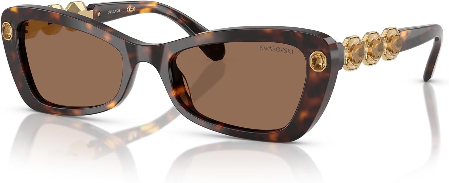 image:imageSwarovski womens Sk6033 Butterfly SunglassesHavanaDark Brown