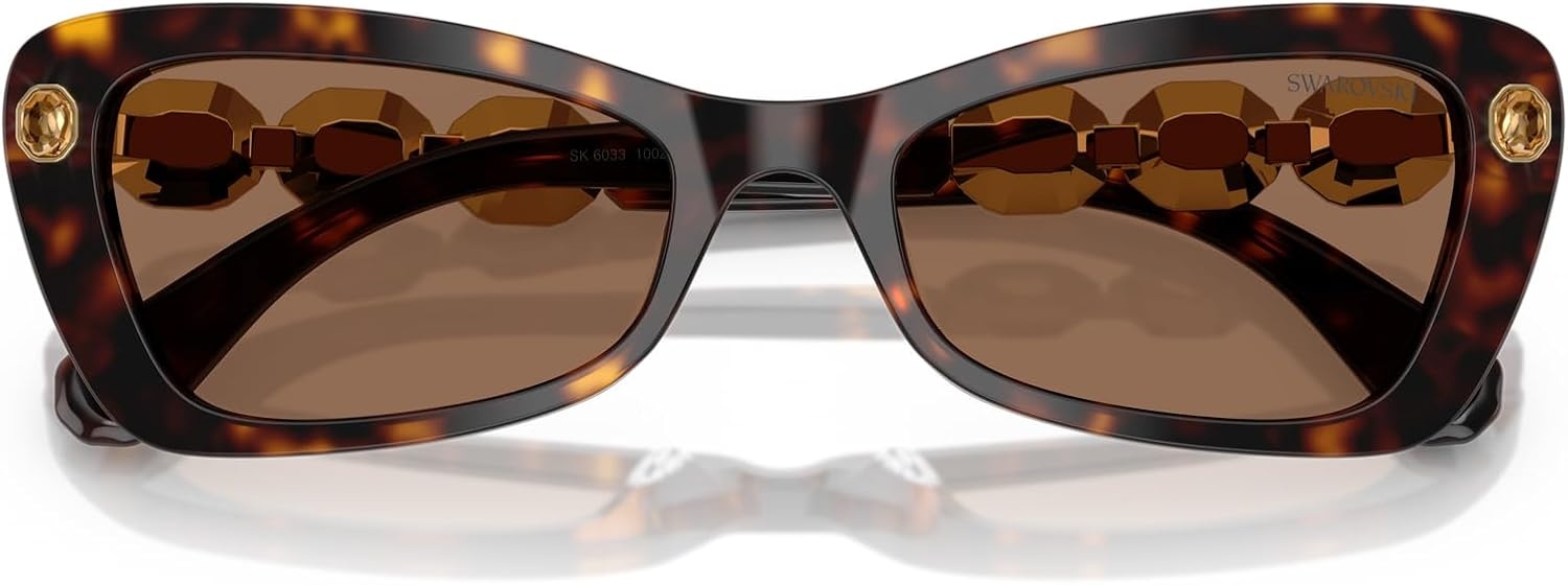 image:imageSwarovski womens Sk6033 Butterfly SunglassesHavanaDark Brown
