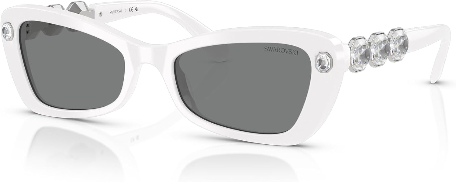 image:imageSwarovski womens Sk6033 Butterfly SunglassesWhiteDark Grey