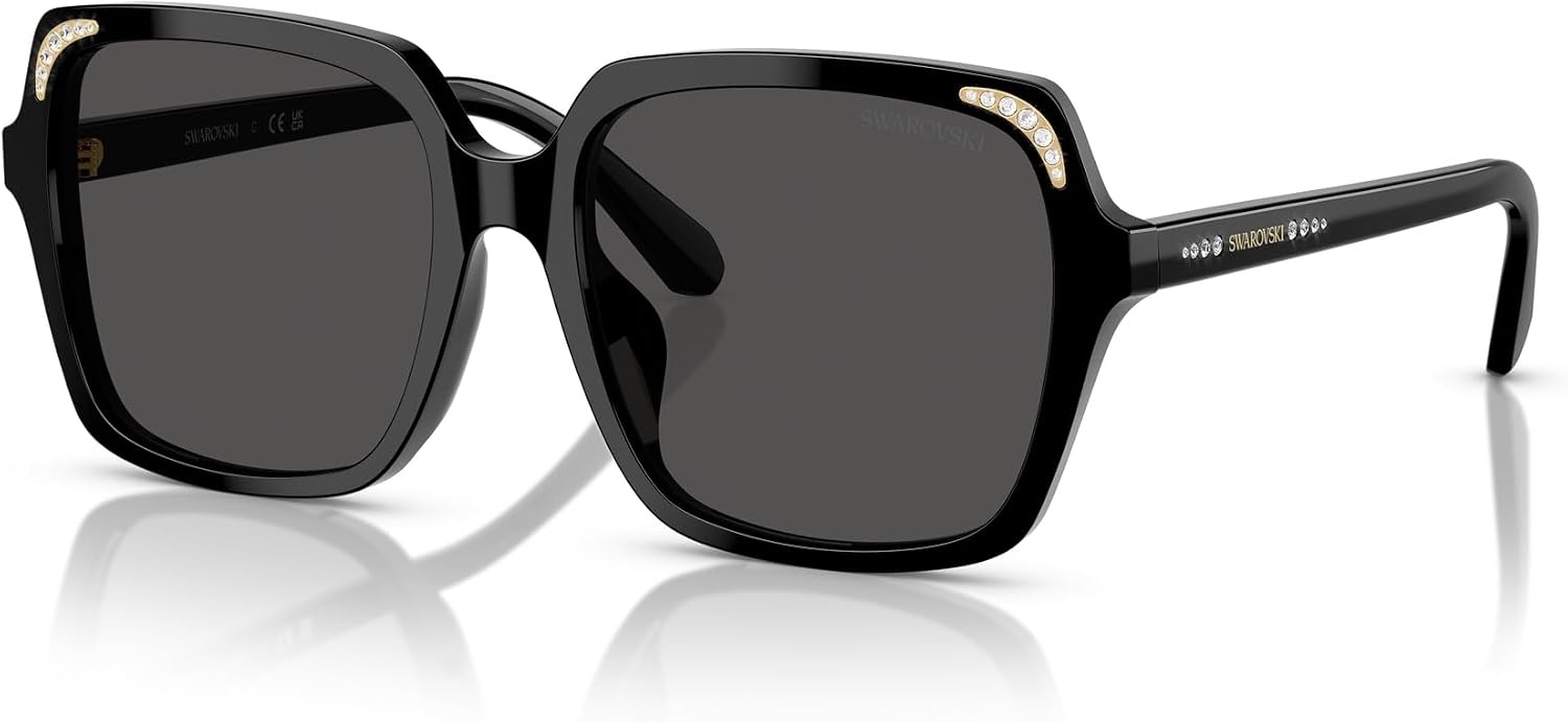 image:imageSwarovski womens Sk6034d Square SunglassesBlackDark Grey
