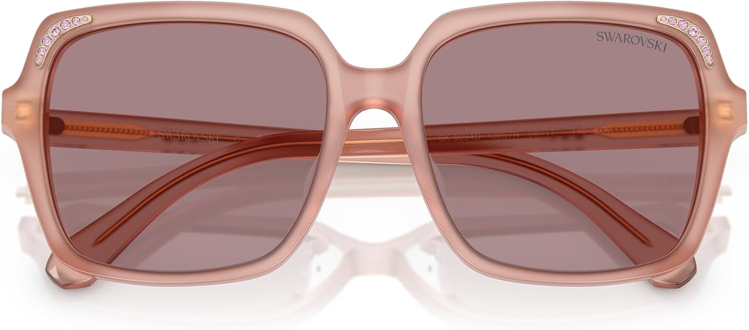 image:imageSwarovski womens Sk6034d Square SunglassesMilky PinkLight Purple Brown