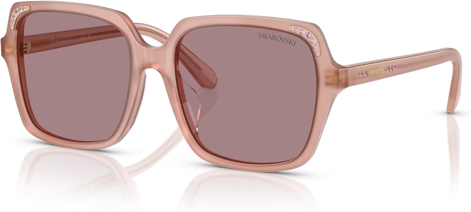 image:imageSwarovski womens Sk6034d Square SunglassesMilky PinkLight Purple Brown