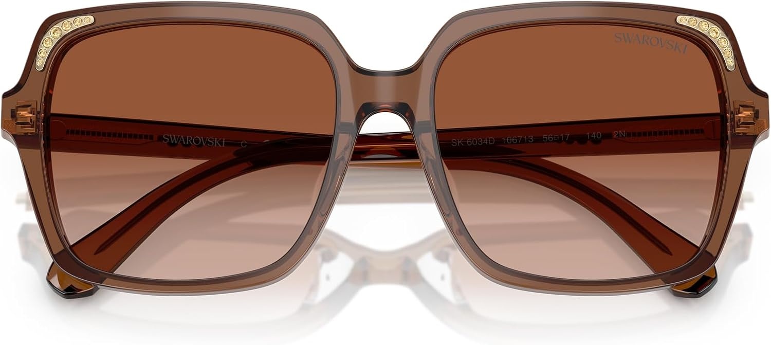 image:imageSwarovski womens Sk6034d Square SunglassesTransparent BrownGradient Brown
