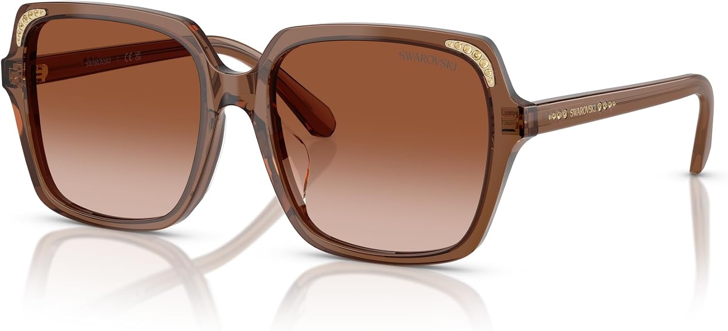 image:imageSwarovski womens Sk6034d Square SunglassesTransparent BrownGradient Brown