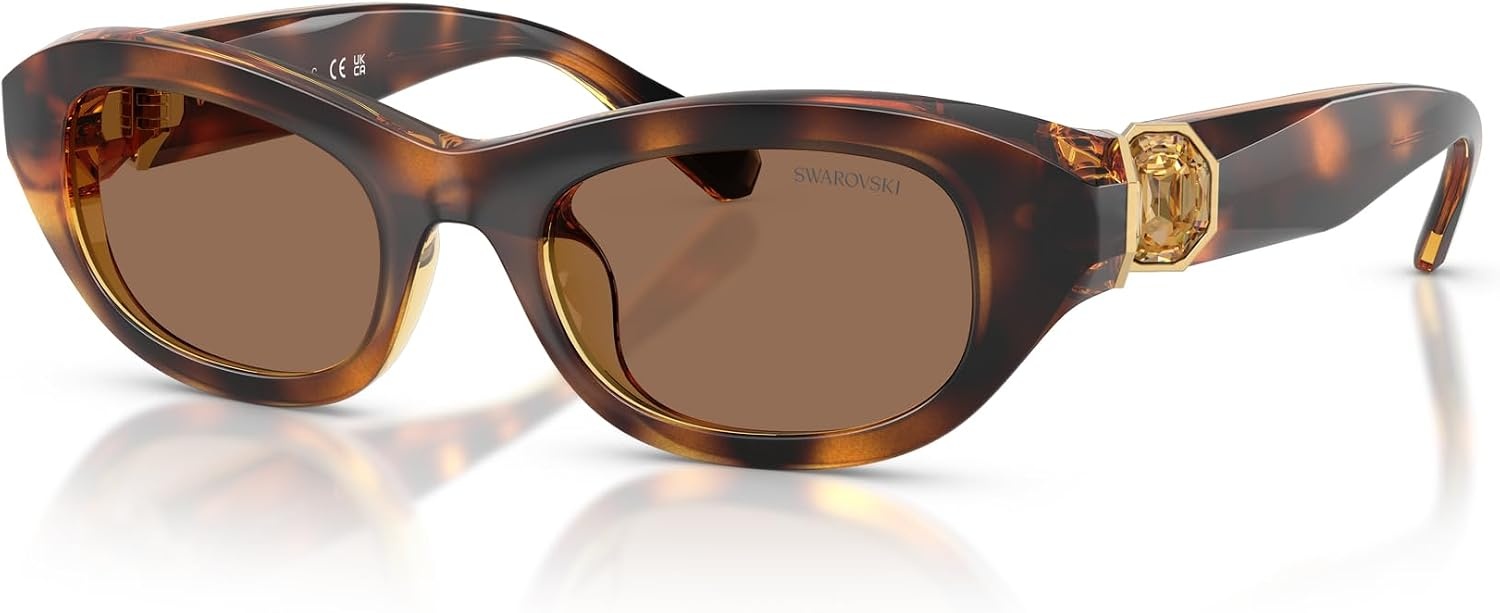 image:imageSwarovski womens Sk6036u Universal Fit Square SunglassesHavanaDark Brown